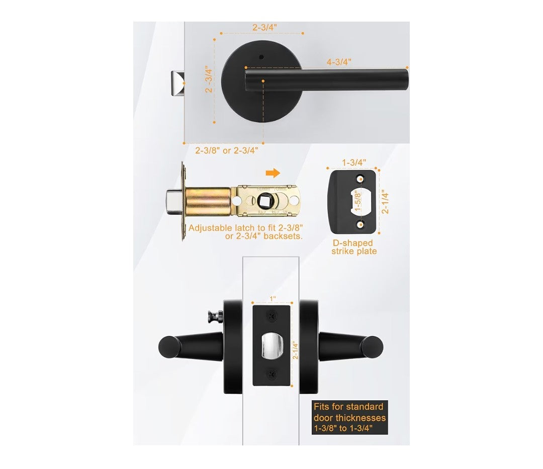 Goldenwarm Black Door Handles, Interior, 6 pack