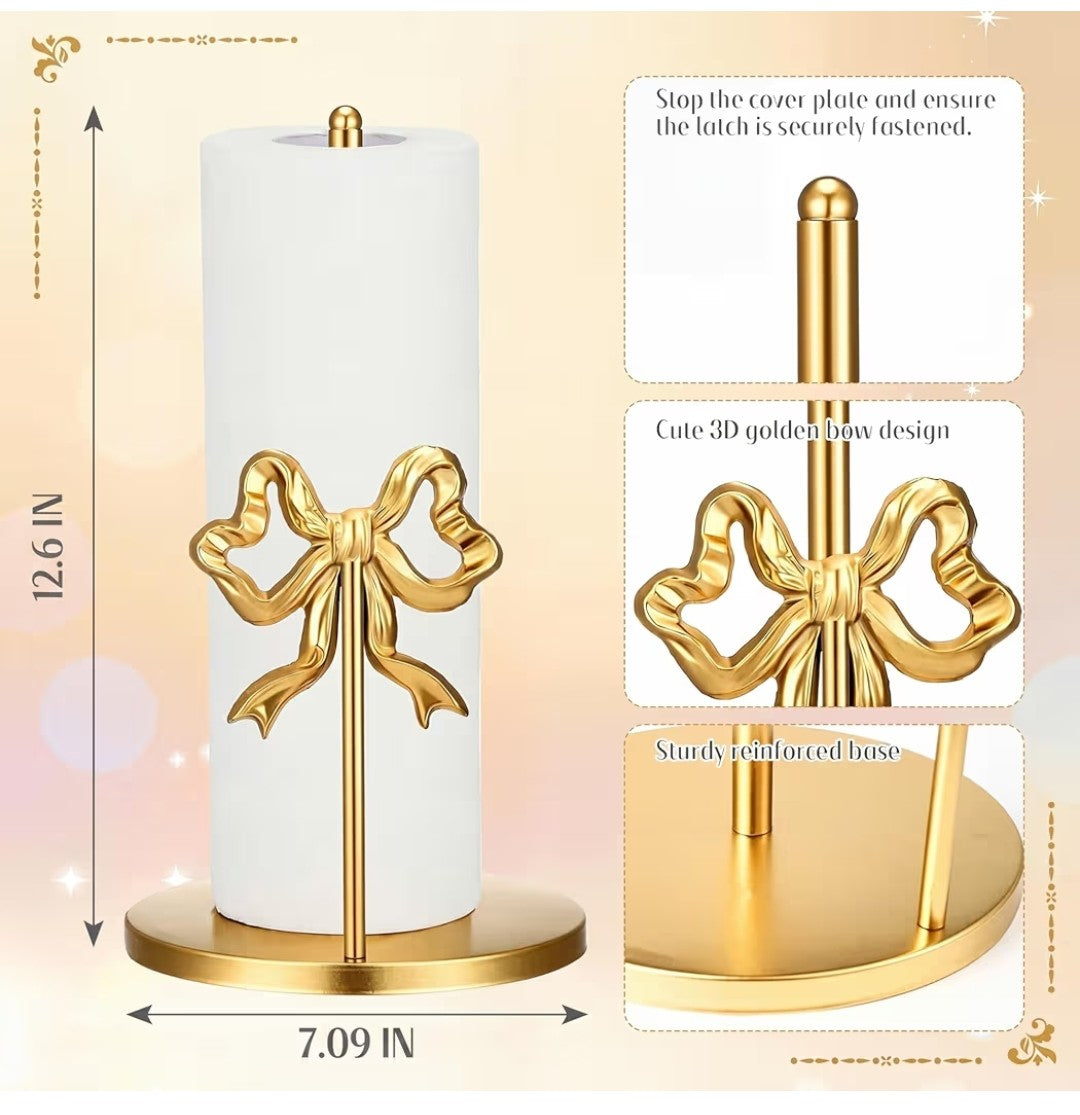 Gold Bow Paper Towel Holder