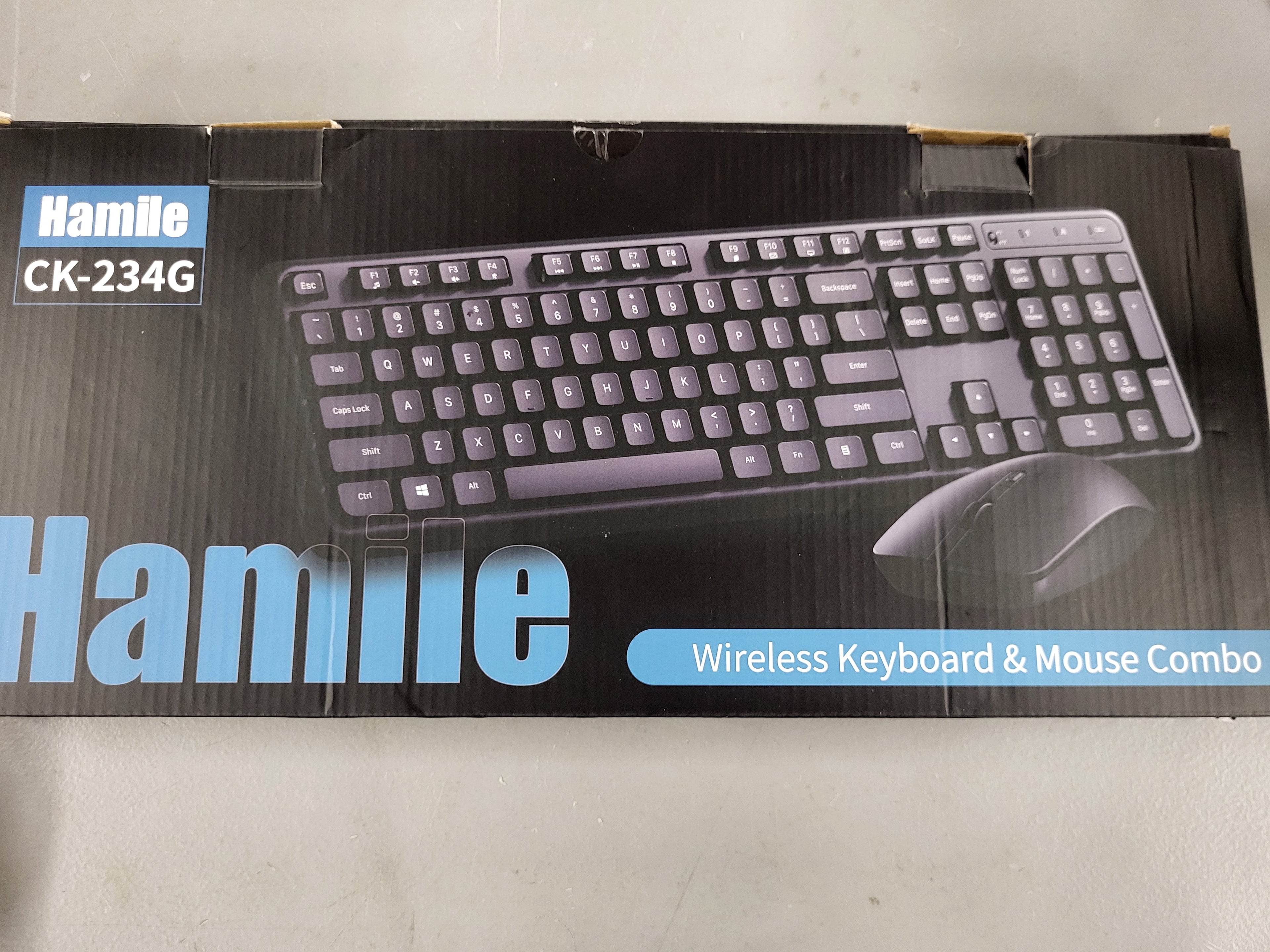 Hamile Wireless Keyboard and Mouse Combo, Full Size Silent Keyboard and Mouse, Adjustable 1600 DPI, 12 Multimedia Shortcuts, 2.4GHz Wireless Connection, Type-C Adapter for Computer Laptop Windows PC
