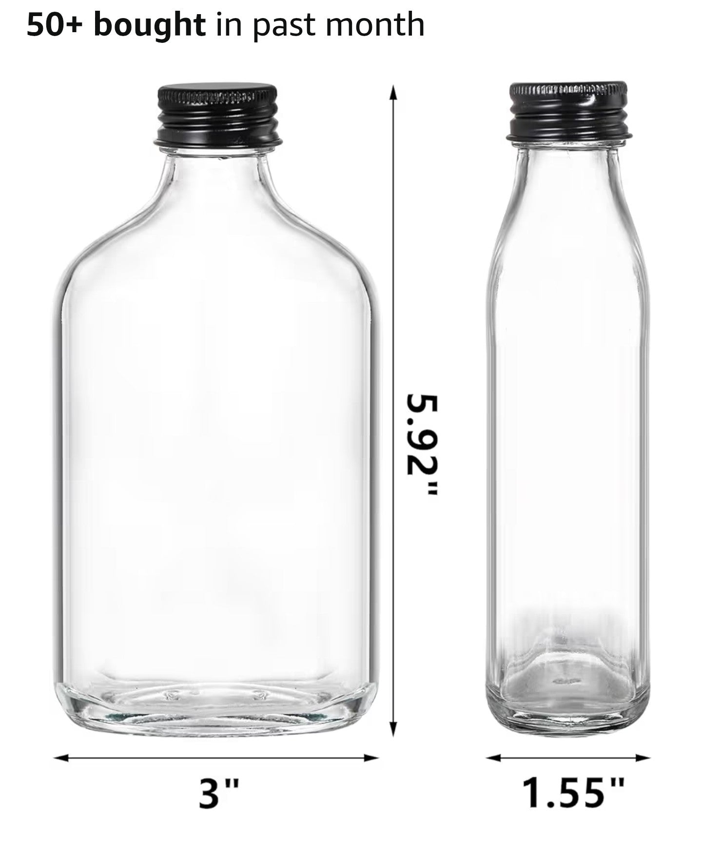 Tebery 20 Pack Glass Flask Liquor Bottle with Black Caps