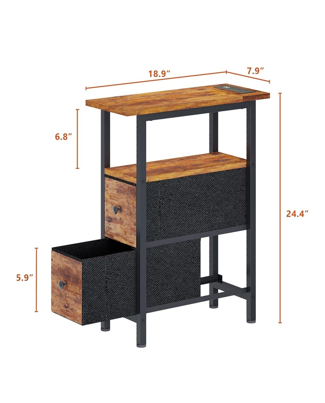 Trifeble End Table with Charging Station