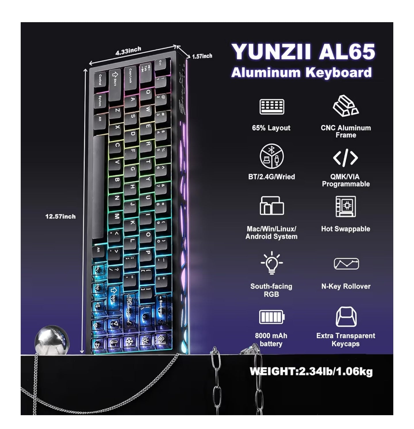 YUNZII AL65 Wireless Mechanical Keyboard