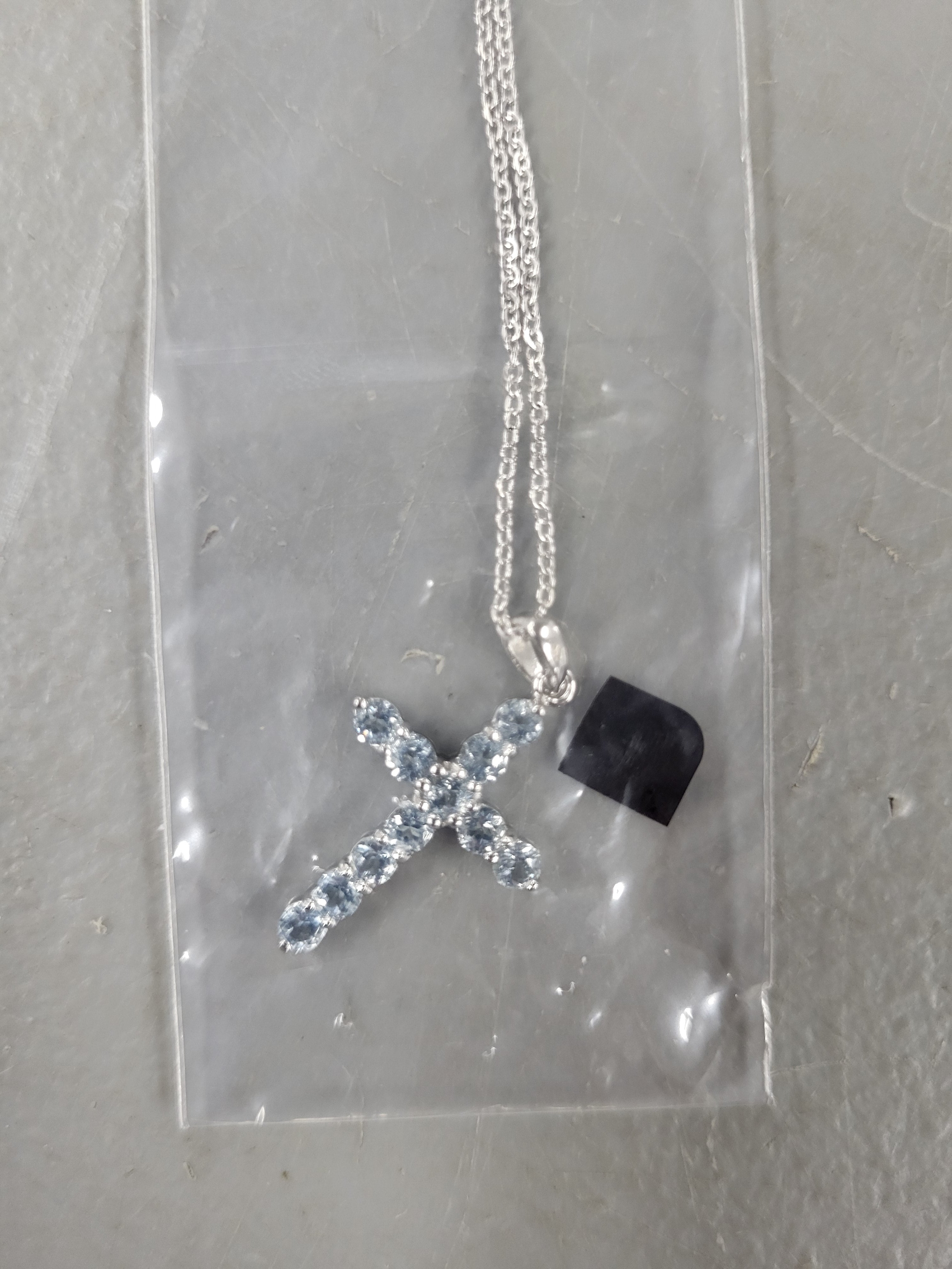ZhenCai Cross Necklace S925 and Cubic Zirconia
