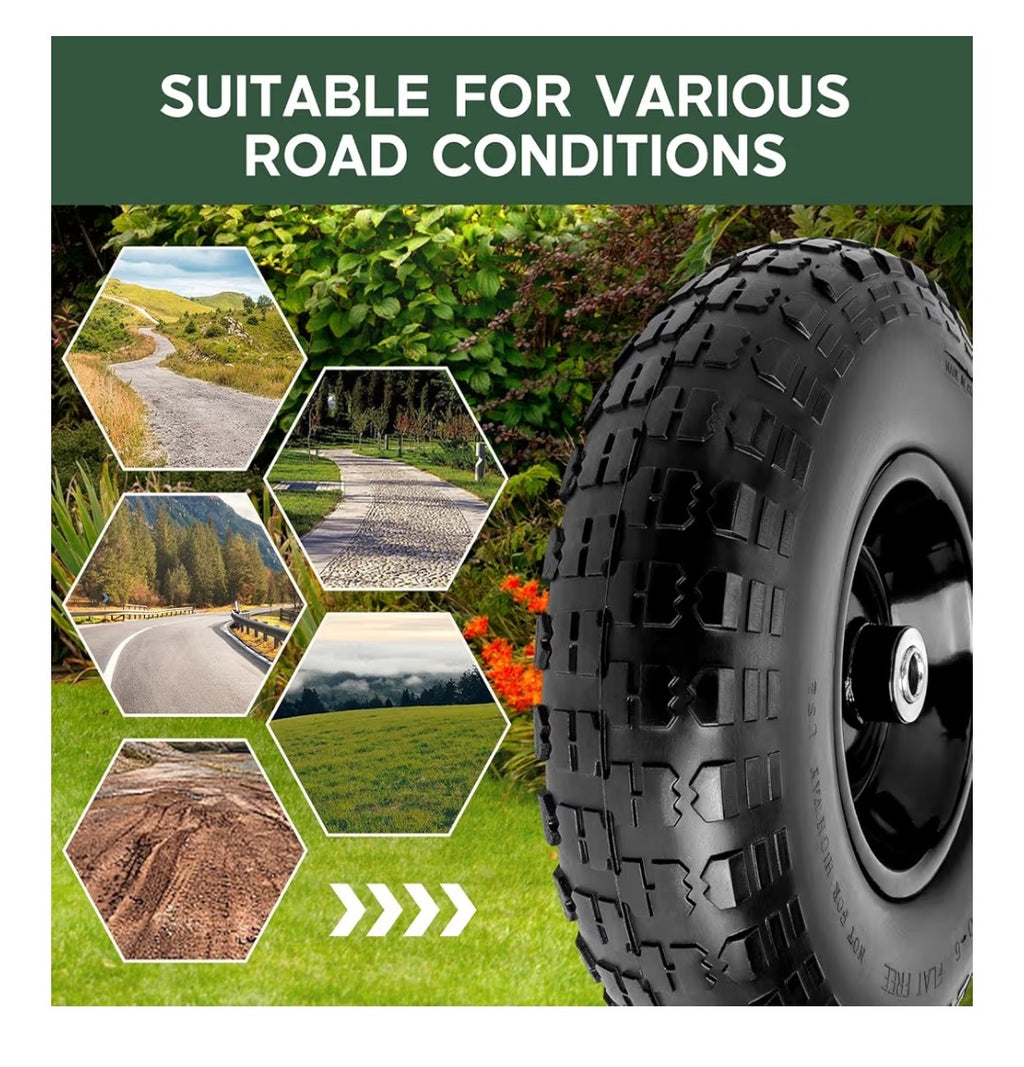 13in Solid Rubber Flat Free Tire 2pcs