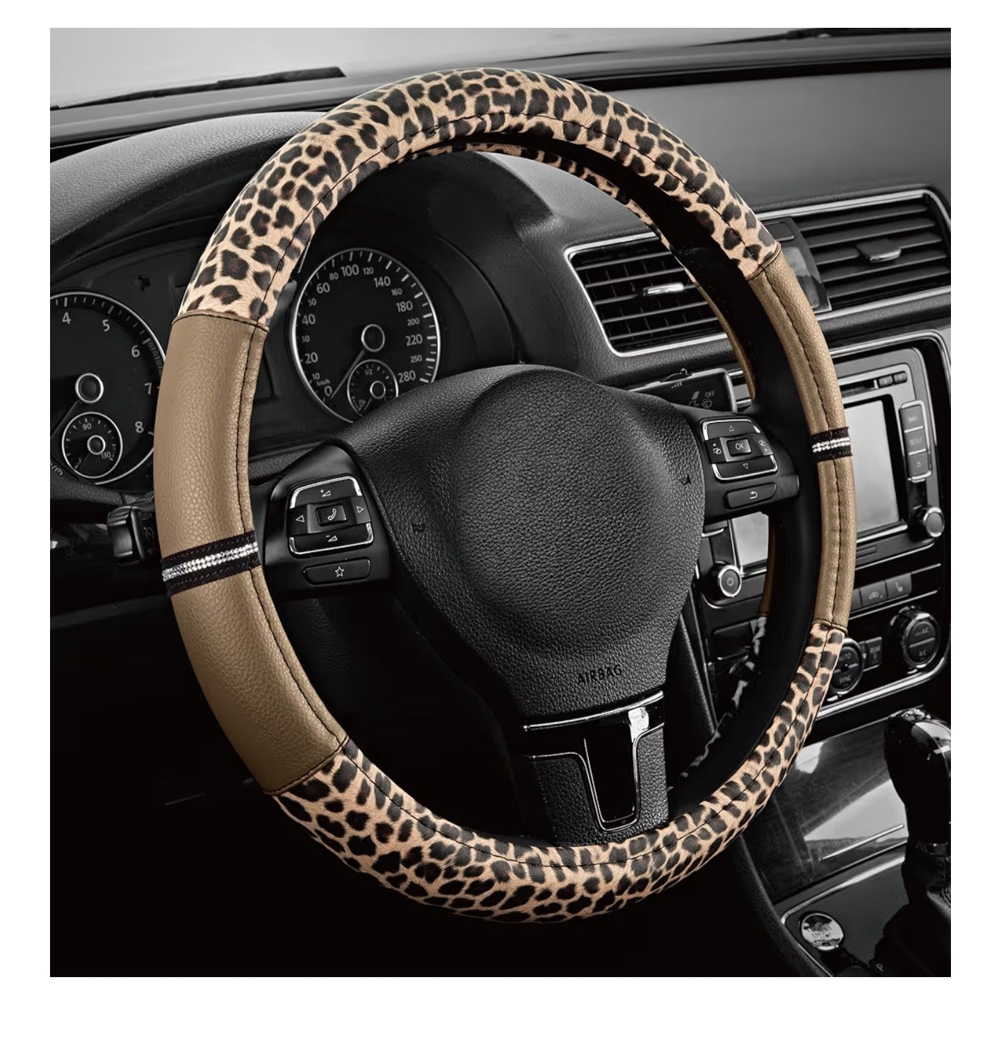 Road Comforts Leopard Steering Wheel Cover for Women.