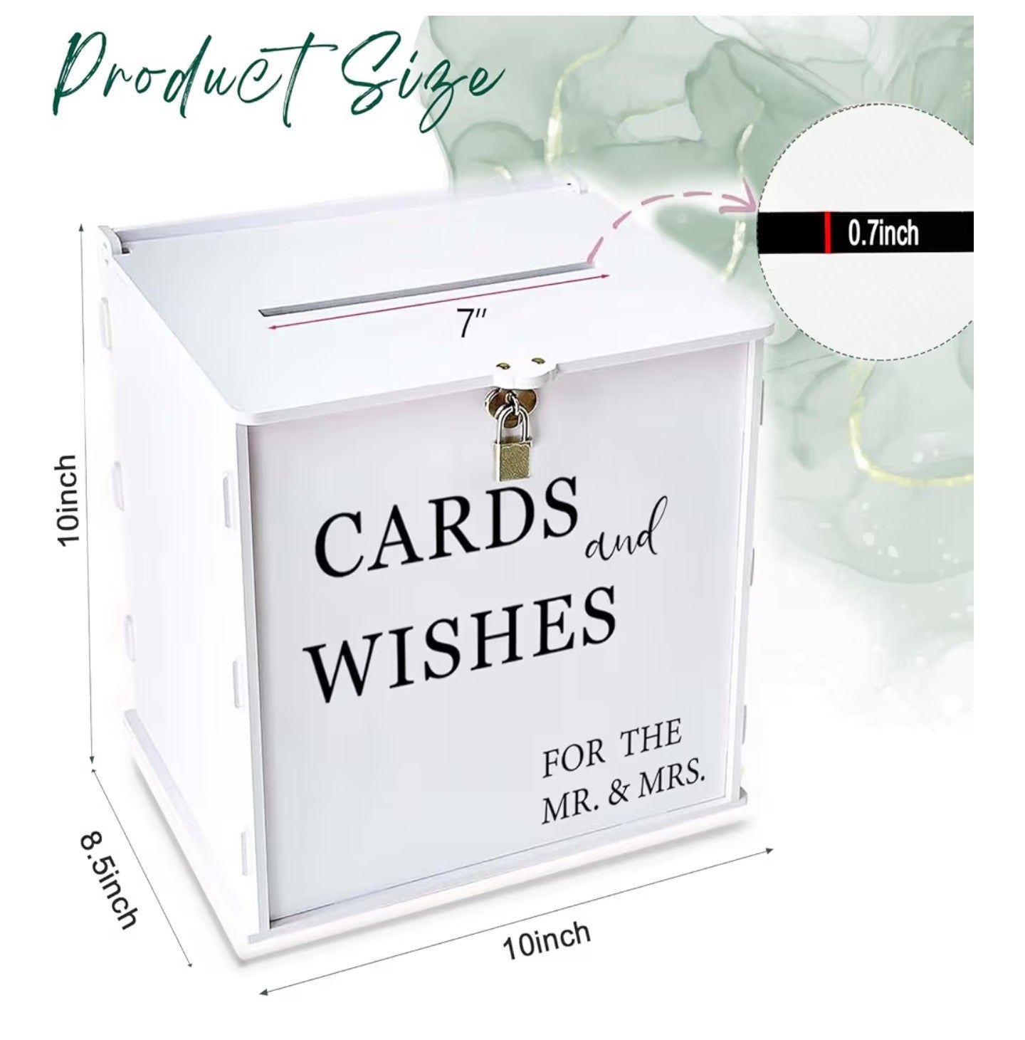 White Wedding Card Box with Slot & Lock