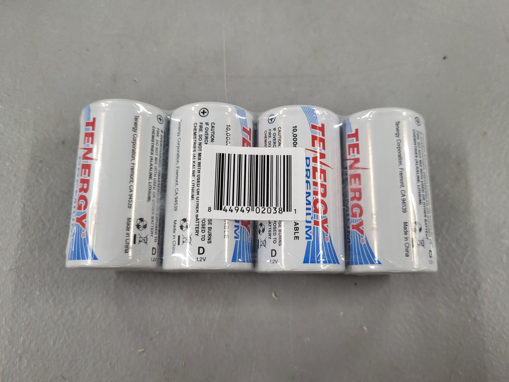 Tenergy Combo: 4 pcs Premium D Size Rechargeable Batteries High Capacity 10000mAh NiMH - UL Certified