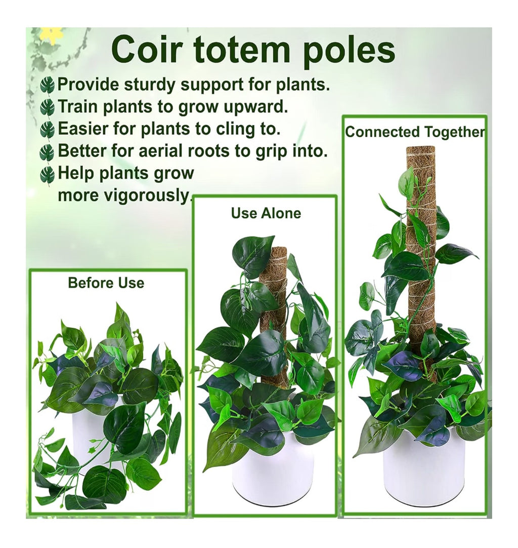 Moss Pole 47.5 Inch - Monstera Plant Support, 4 Packs 16 Inch Plant Stakes.