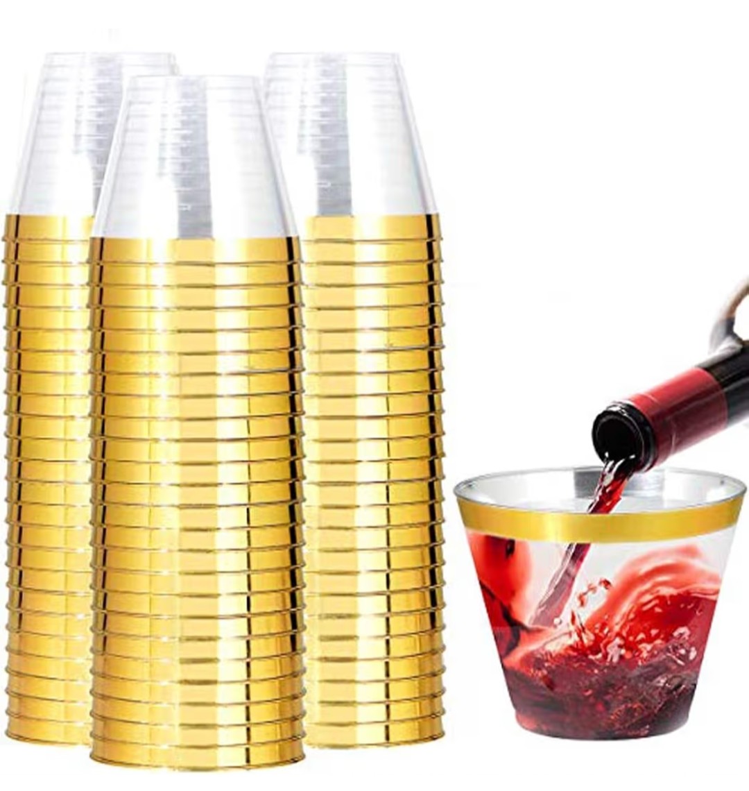 Gold Plastic Cups 9oz (200 pack)