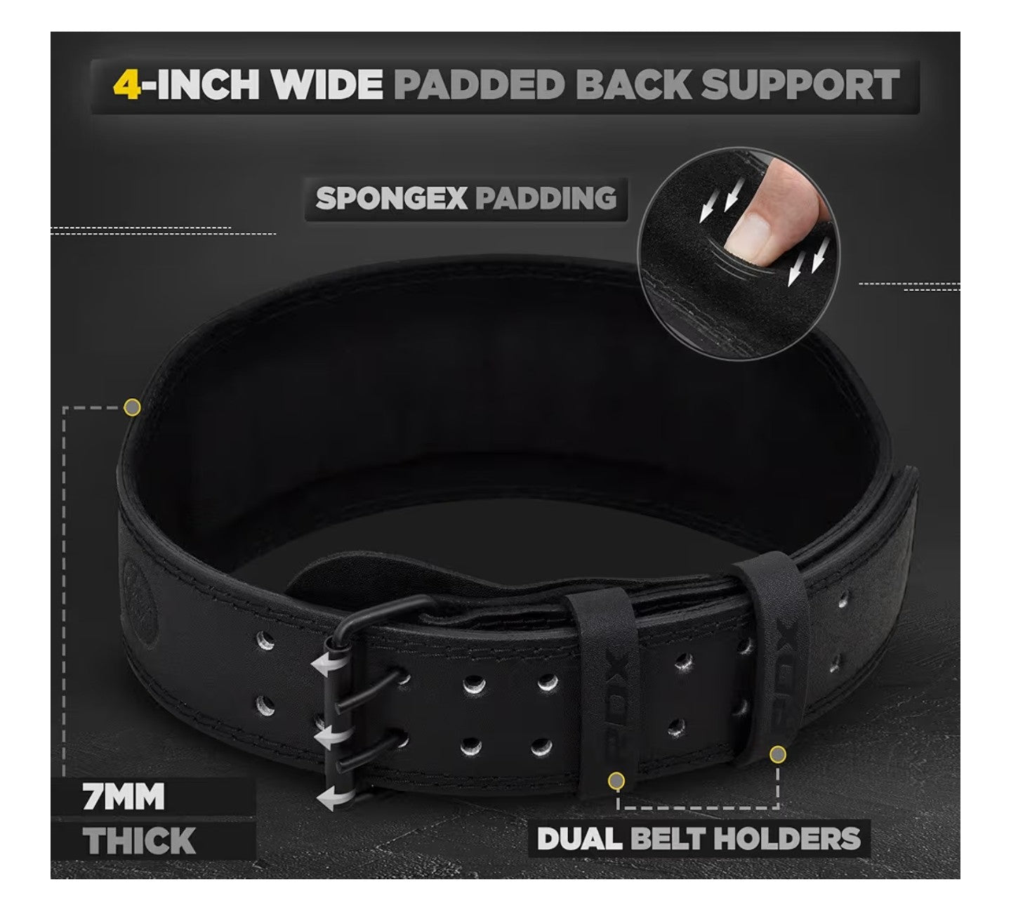 RDX Weight Lifting Belt Gym Fitness, Cowhide Leather, 4”