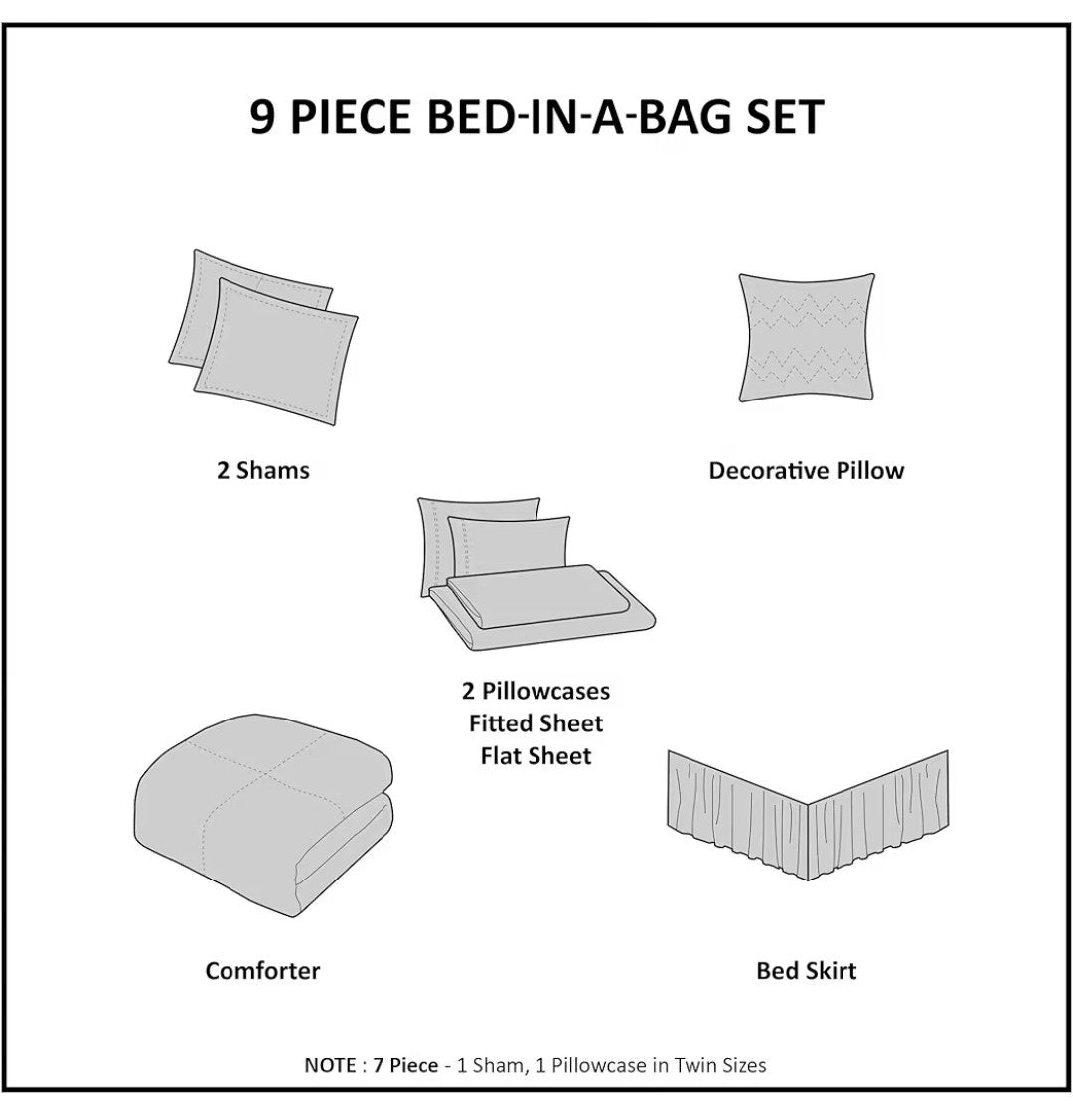 Madison Park Maible Cozy Bed 9pc Floral Comforter set