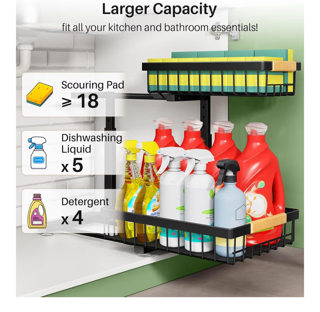 Kitstorack Under Sink Organizer, 2 Tier Under the Sink Storage