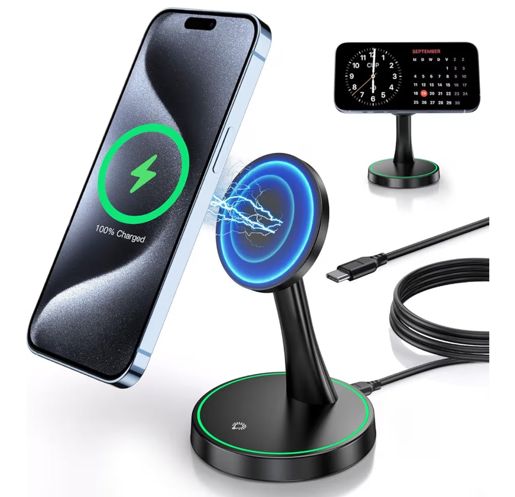 Magnetic Wireless Charger Stand 15W Fast Mag-Safe Charger.
