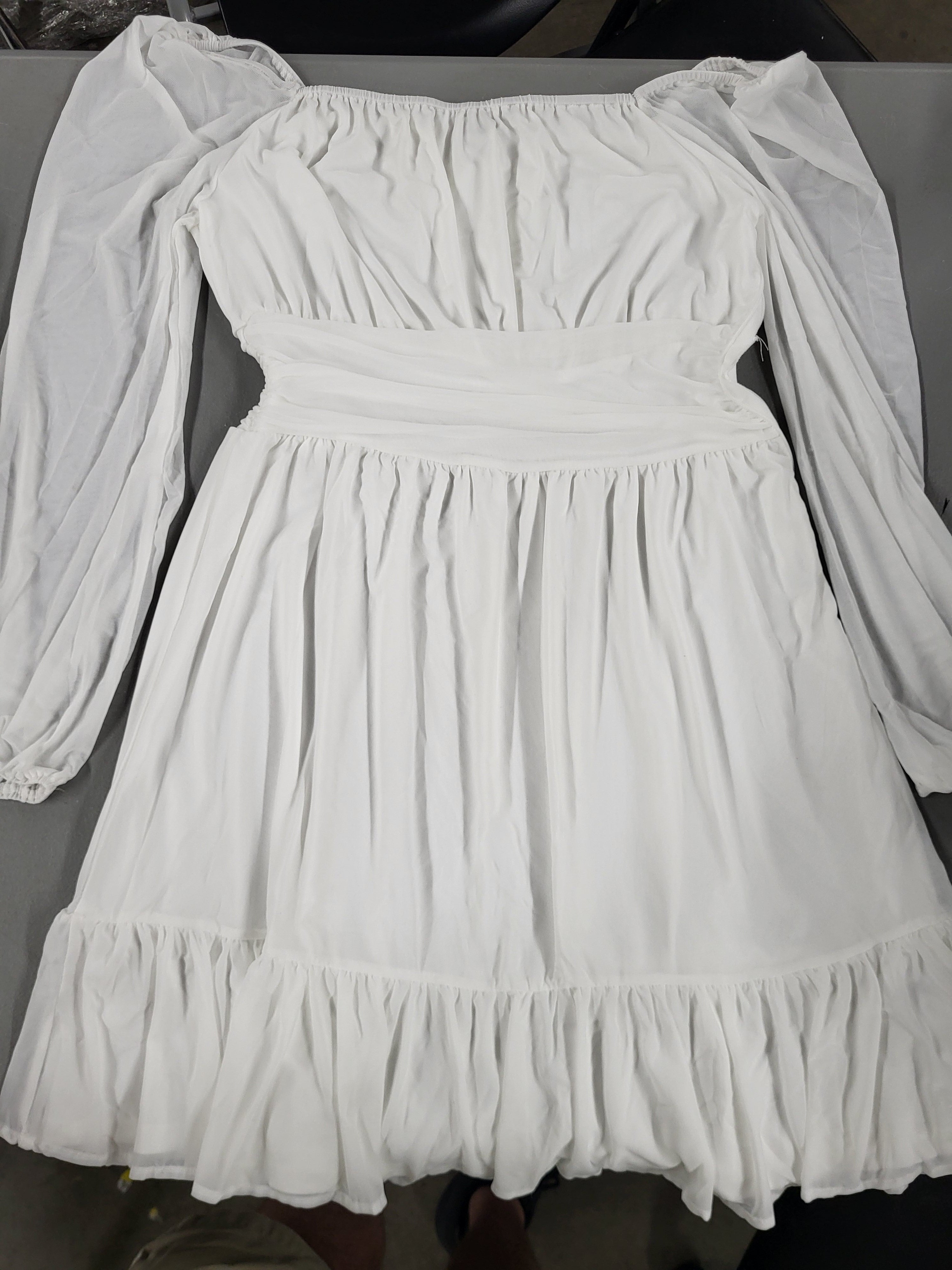 Wenrine Mesh Long Sleeve Square Neck Dress (Size Medium)