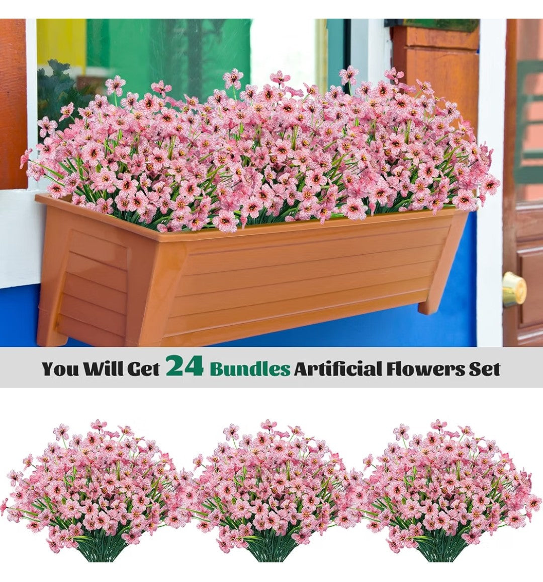 Artificial Flowers 24pcs (Pink)