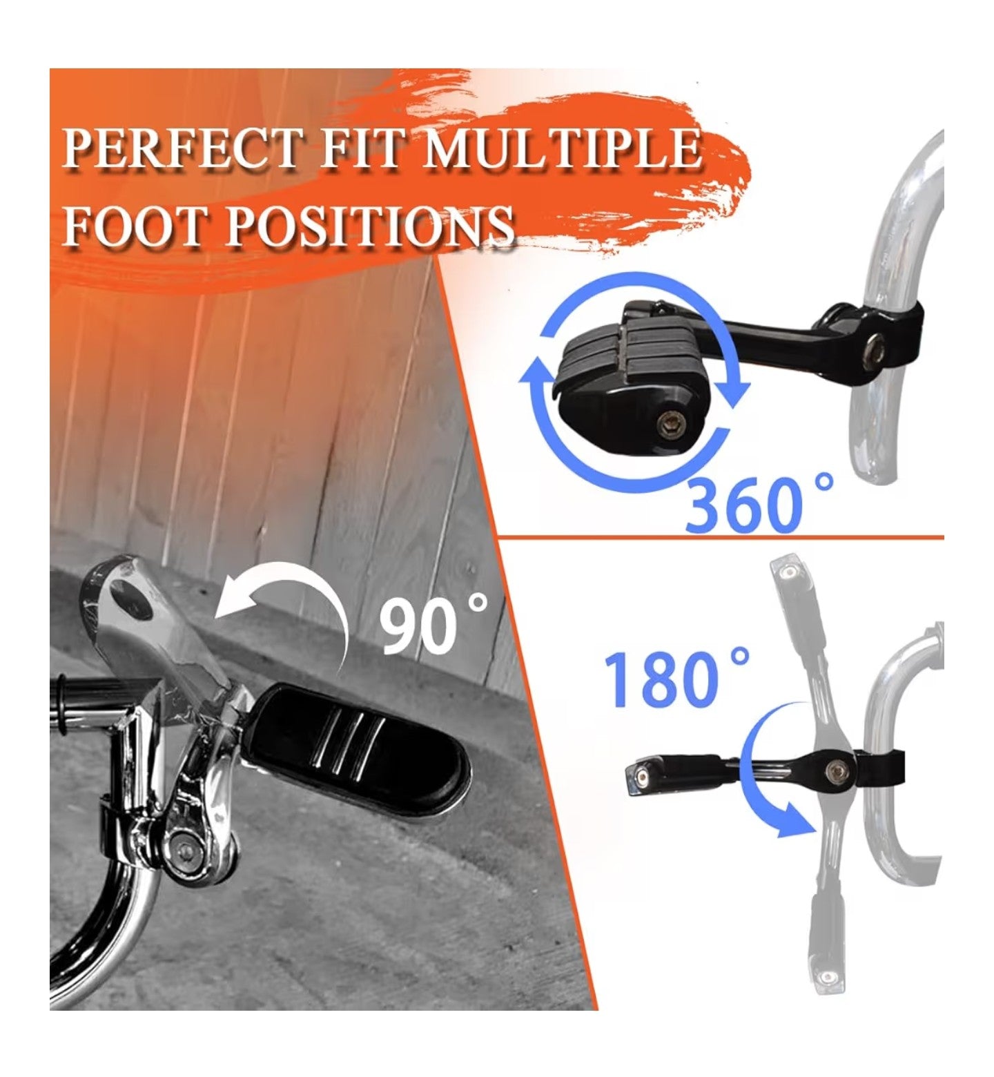 FOVPLUE 1.25" Highway Footpegs,Long Angled Adjustable Highway Pegs