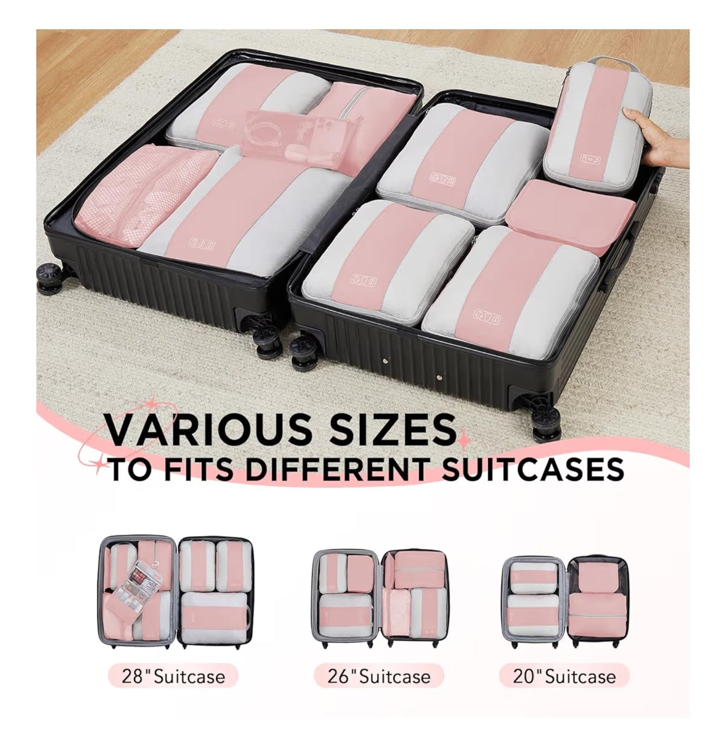 10 Set Compression Packing Cubes for Travel Essentials Women