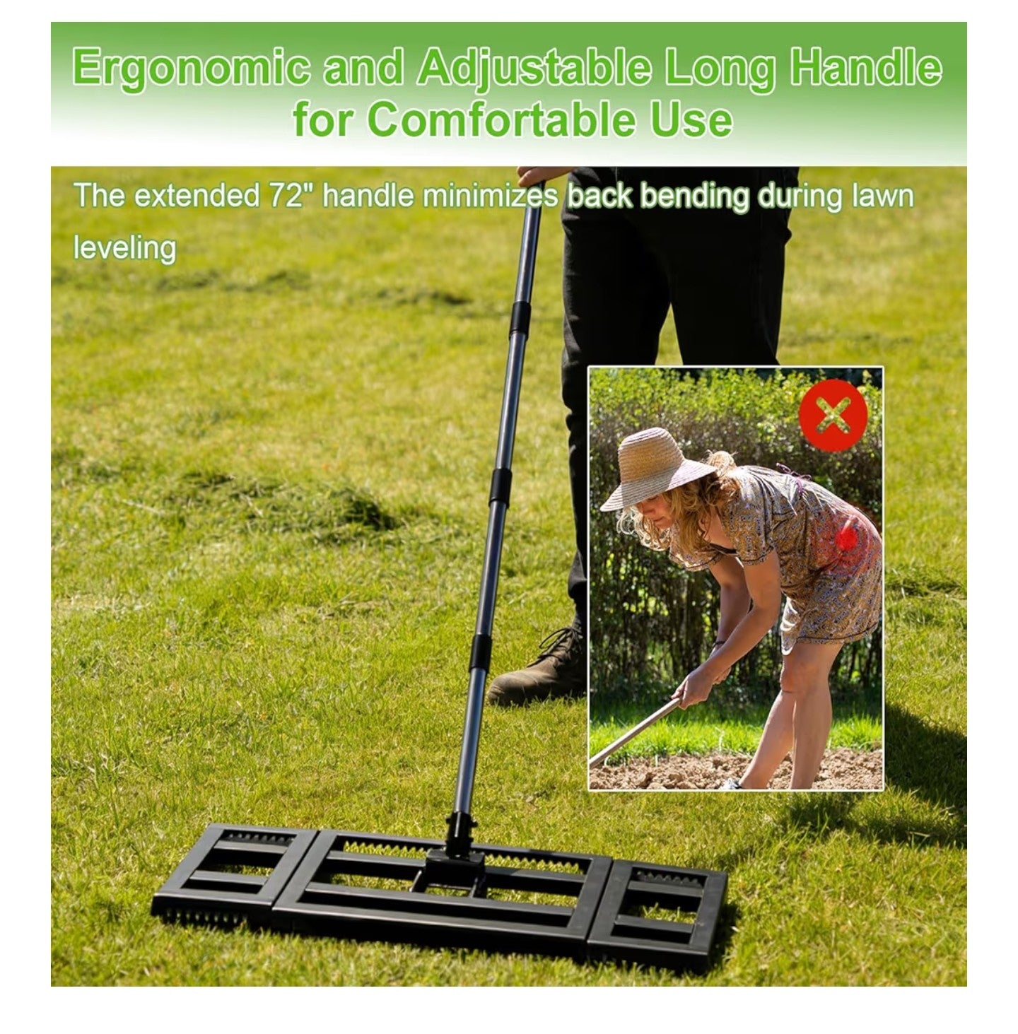 Lawn Leveling Rake 30"X 10" for Soil, Gravel Leveling