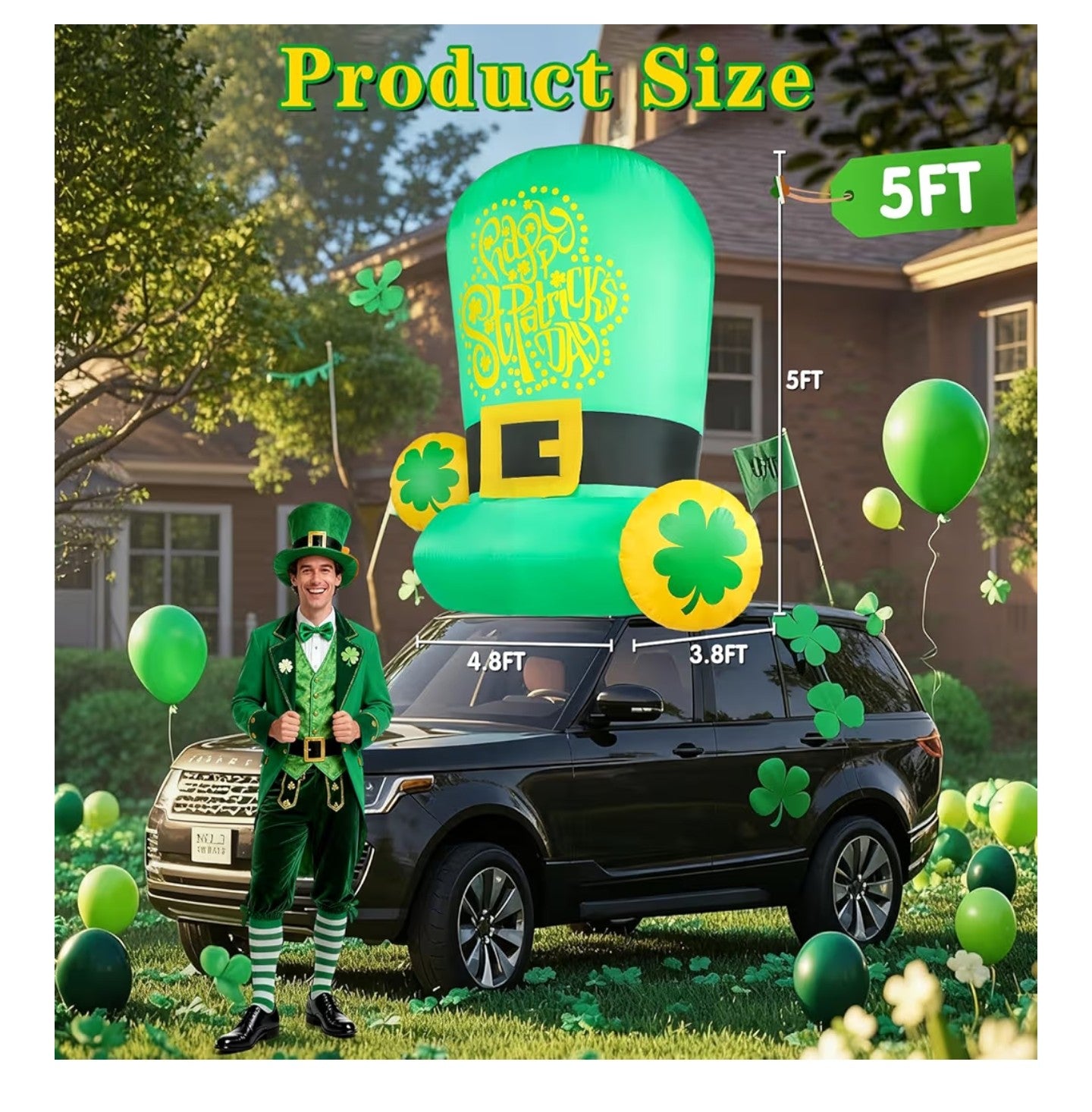 5FT St Patricks Day Inflatables Outdoor Decorations.