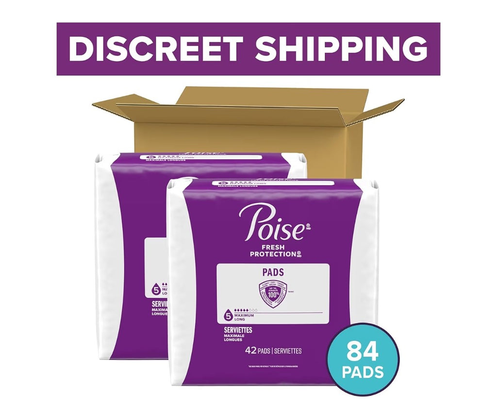 Poise Incontinence & Postpartum Pads, 5 Drop Maximum Absorbency, 84 Count