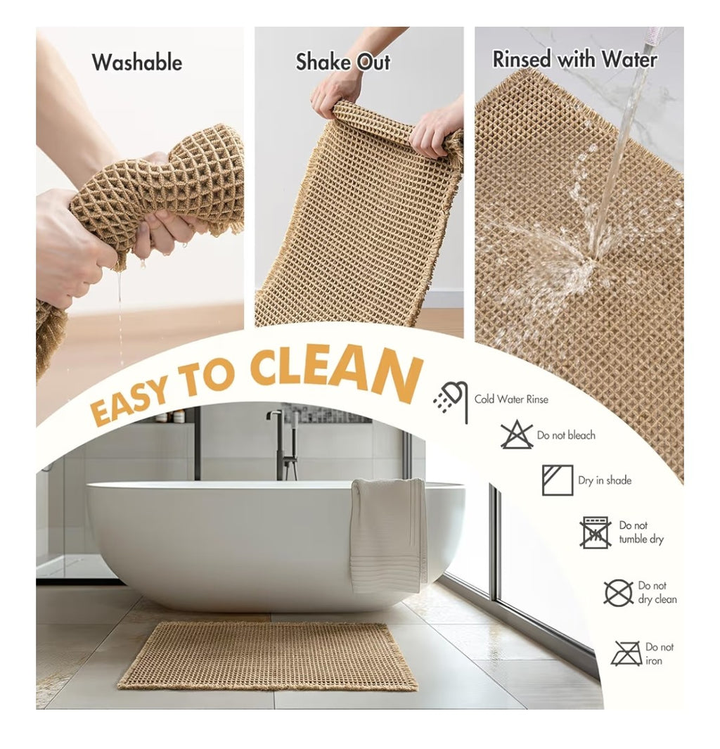 Miulee Waffle Bathroom Rug Runner 2 pack