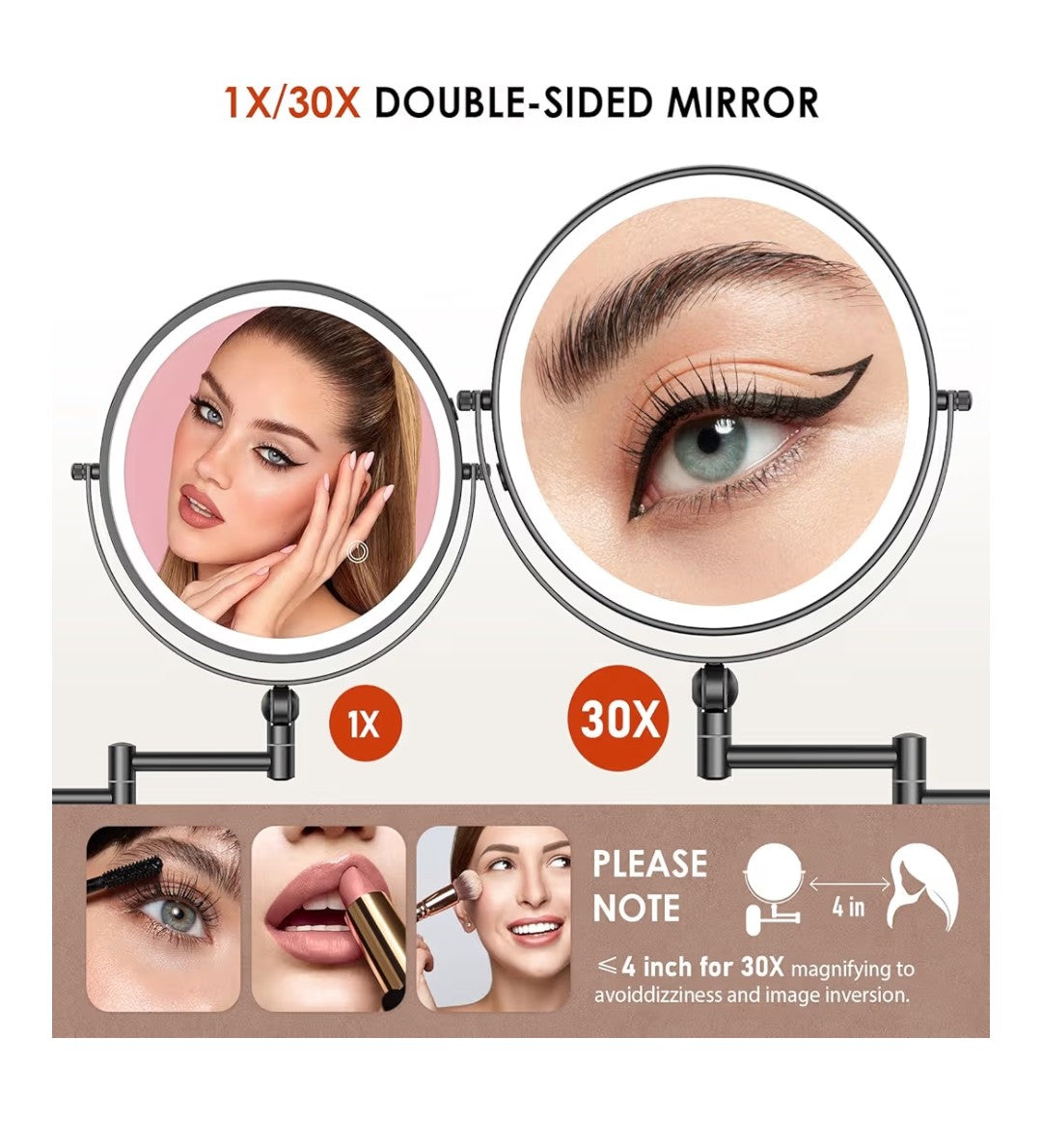 Zloka 9in Wall Mounted Light Up Makeup Mirror