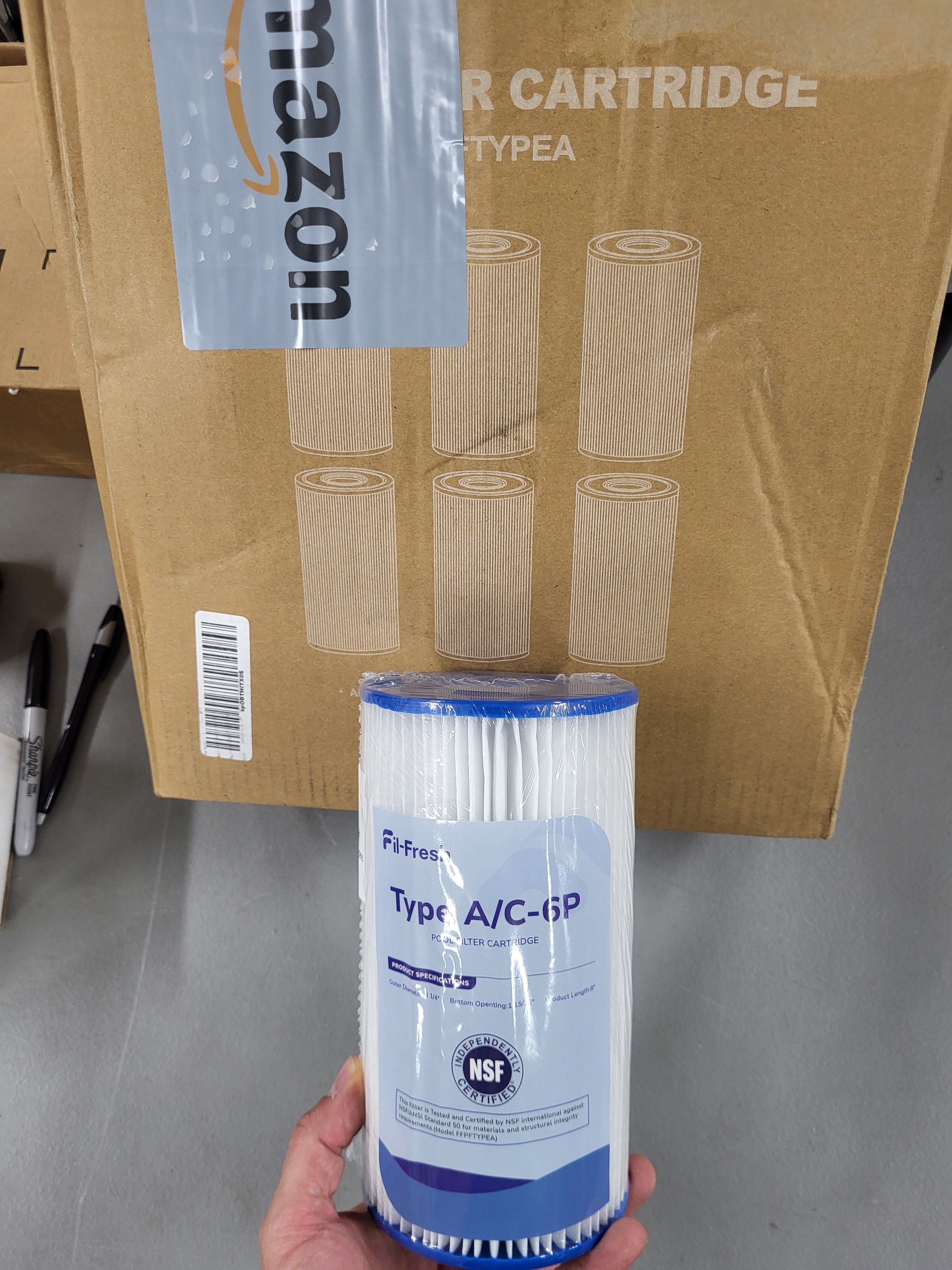 Fil-fresh Type A or C Pool Filters Cartridge Compatible with Intex Krystal Clear 530/1000/1500 GPH Filter Pump, Replaces Intex Type A or C, 29000E, 6-Pack