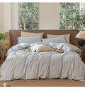 MooMee Striped Duvet Cover Set 100% Washed Cotton Linen Like