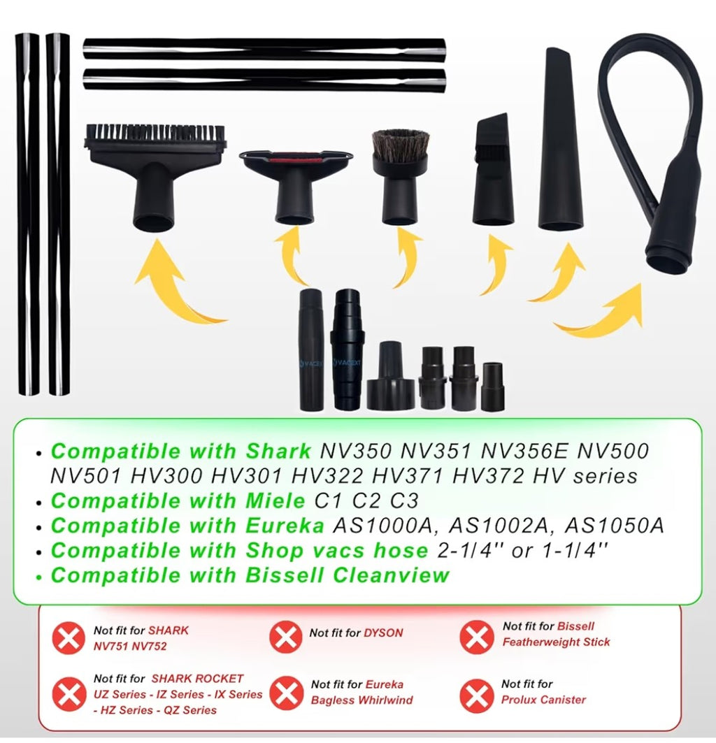 Vacext Universal Vacuum Attachments and Brushes Kit