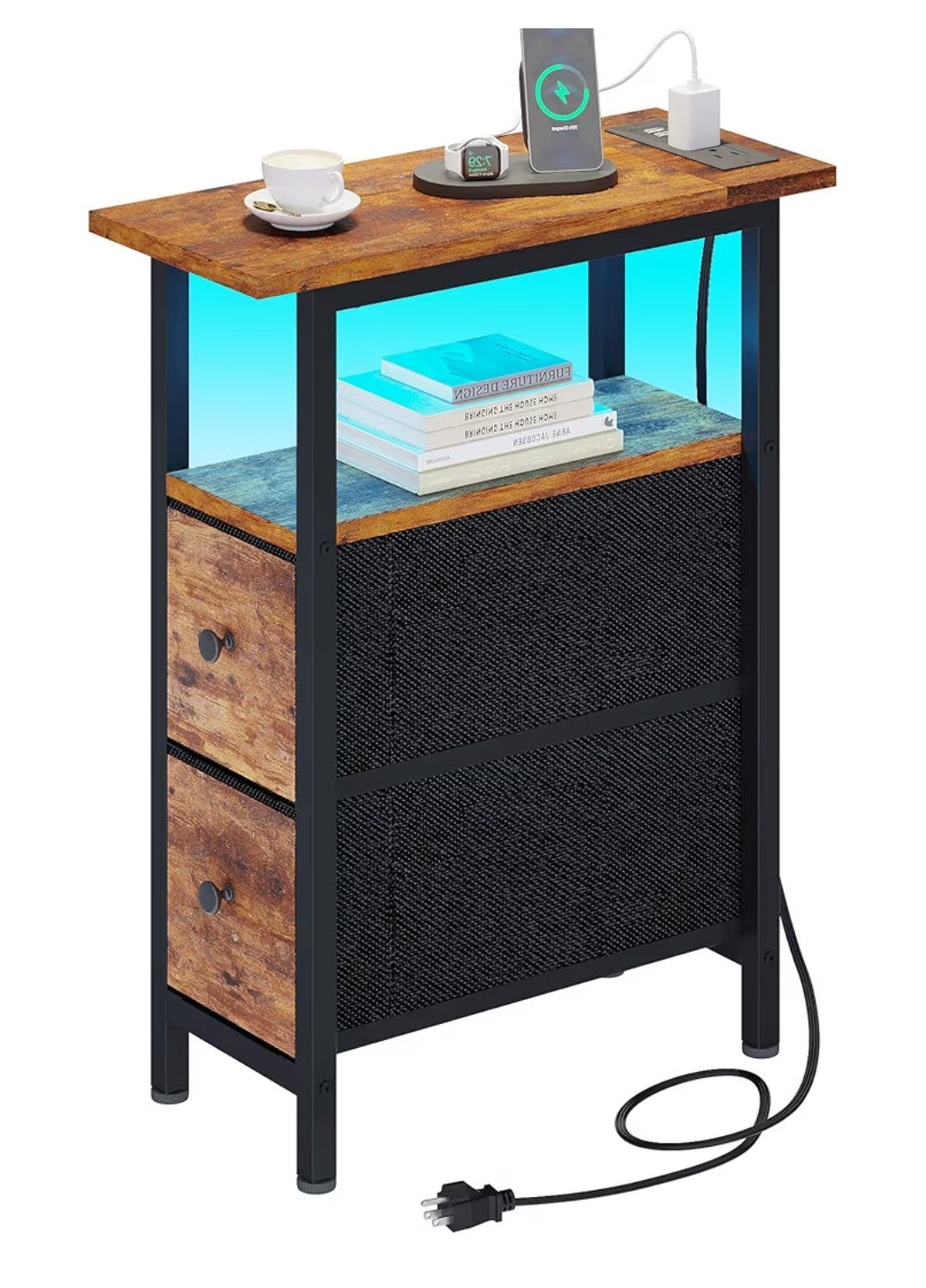 Trifeble End Table with Charging Station