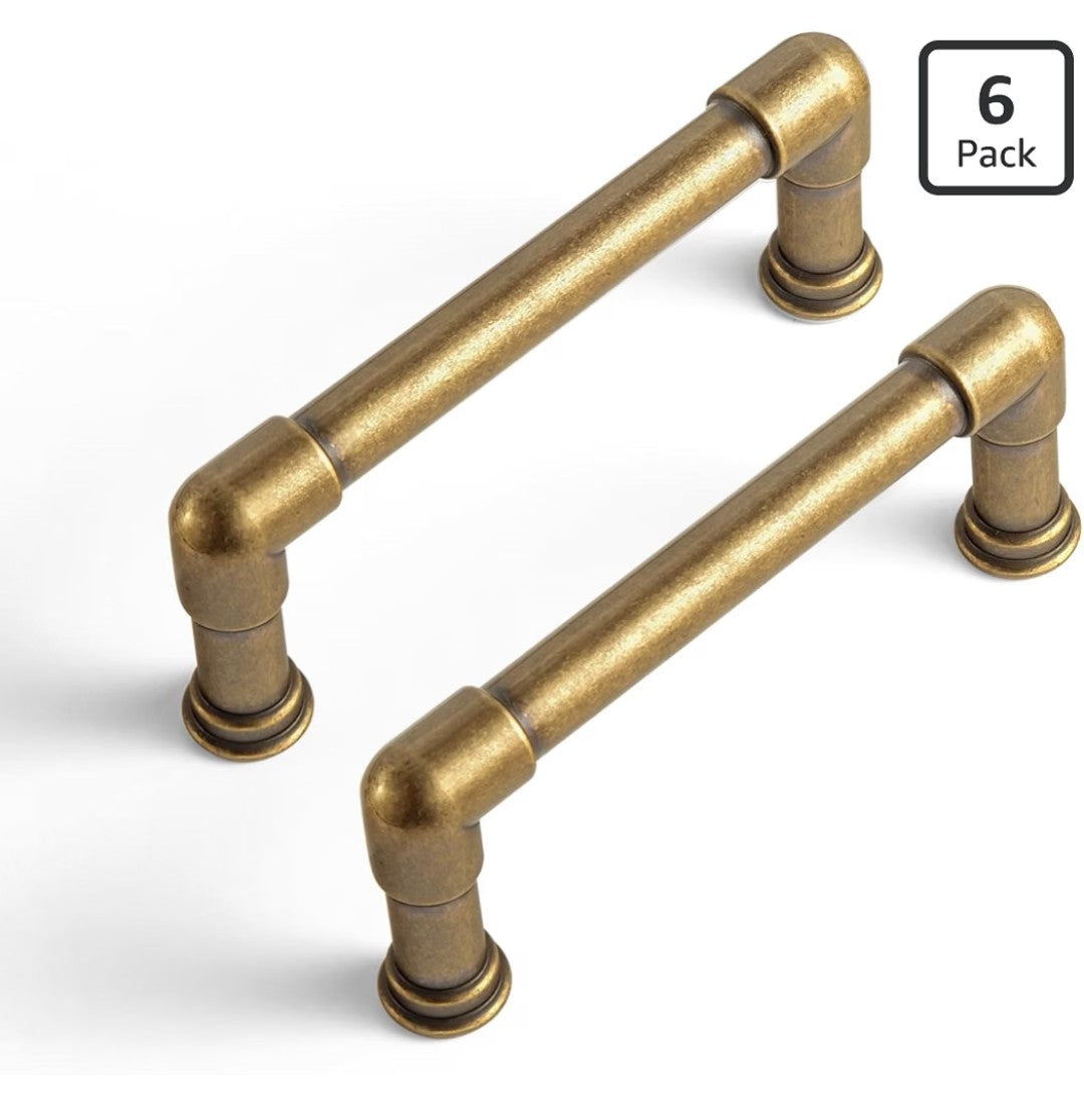 Cabinet Pulls, Antique Brass (6 pack)
