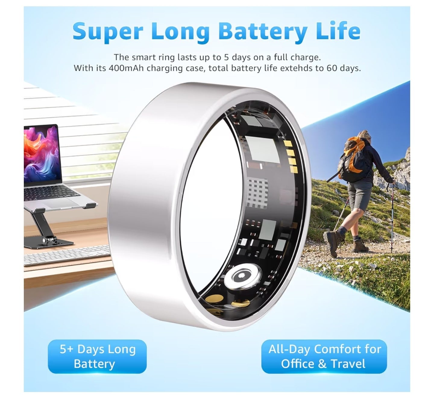 Smart Ring Health Tracker for Women & Men