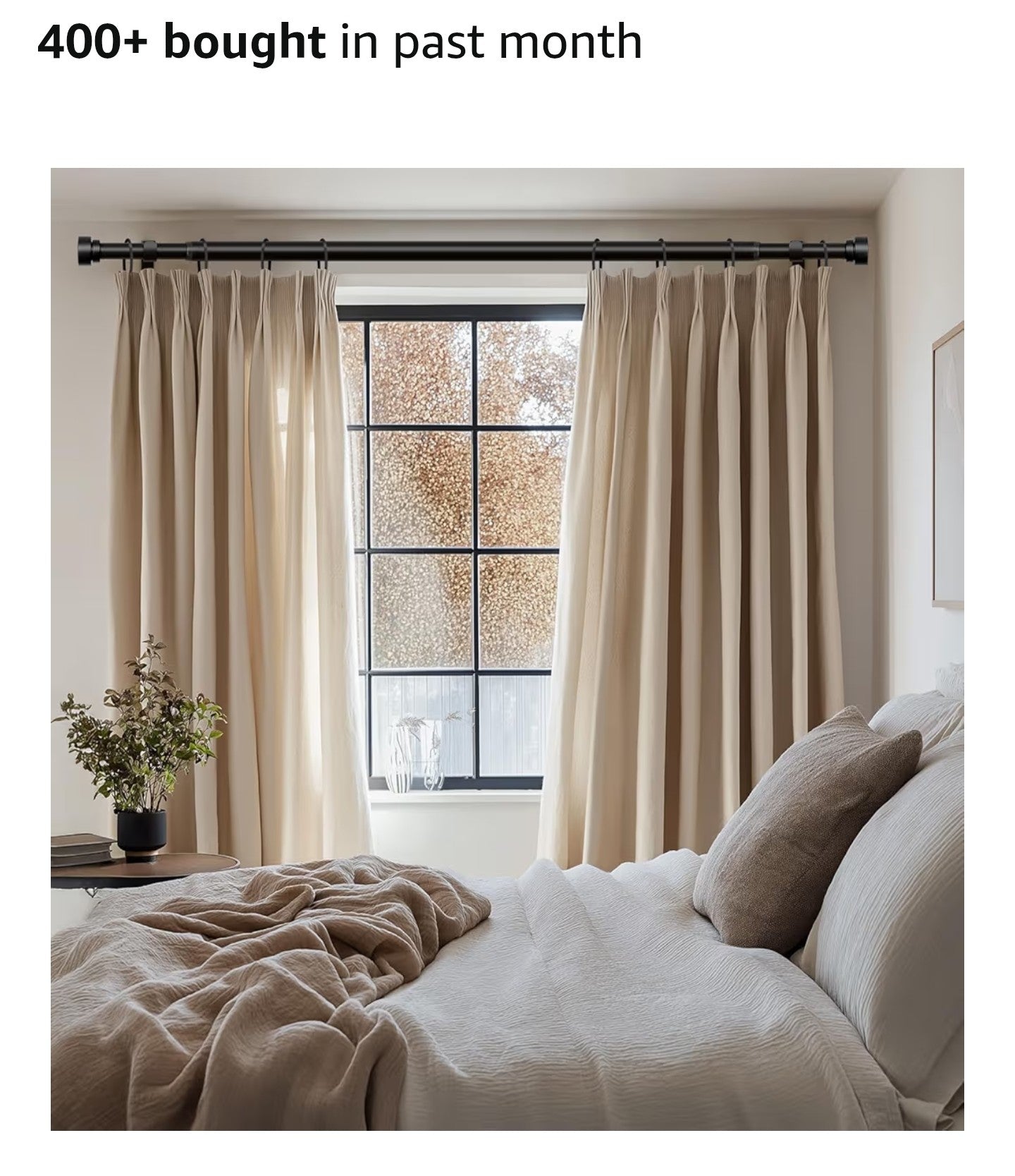 Lootkell 2 Pack Modern Black Curtain Rods Set for Windows 28 to 48 Inches