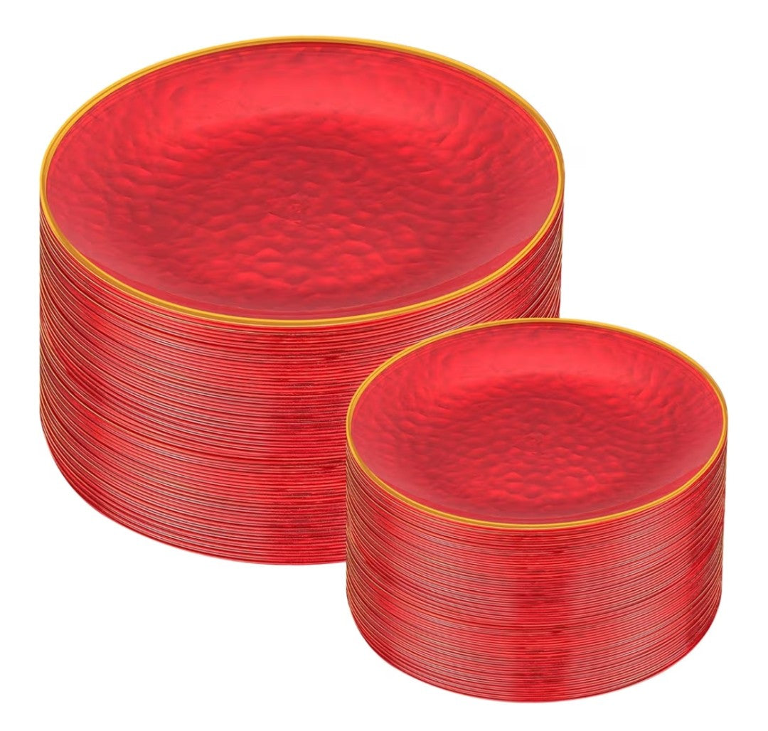 Red Plastic Plates 72pc