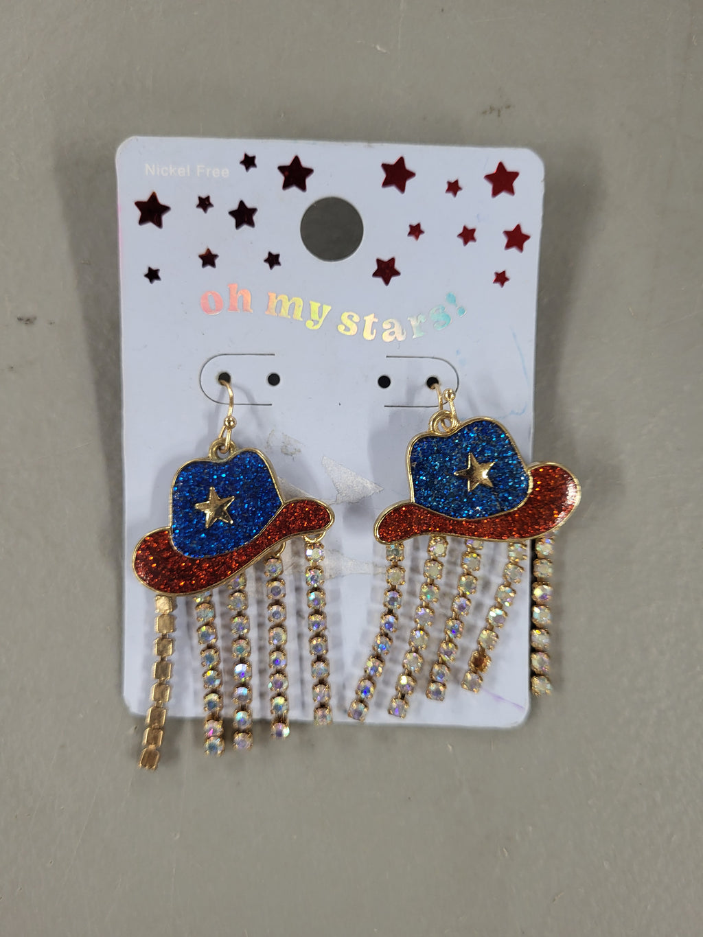 American Flag Cowboy Hat Earrings