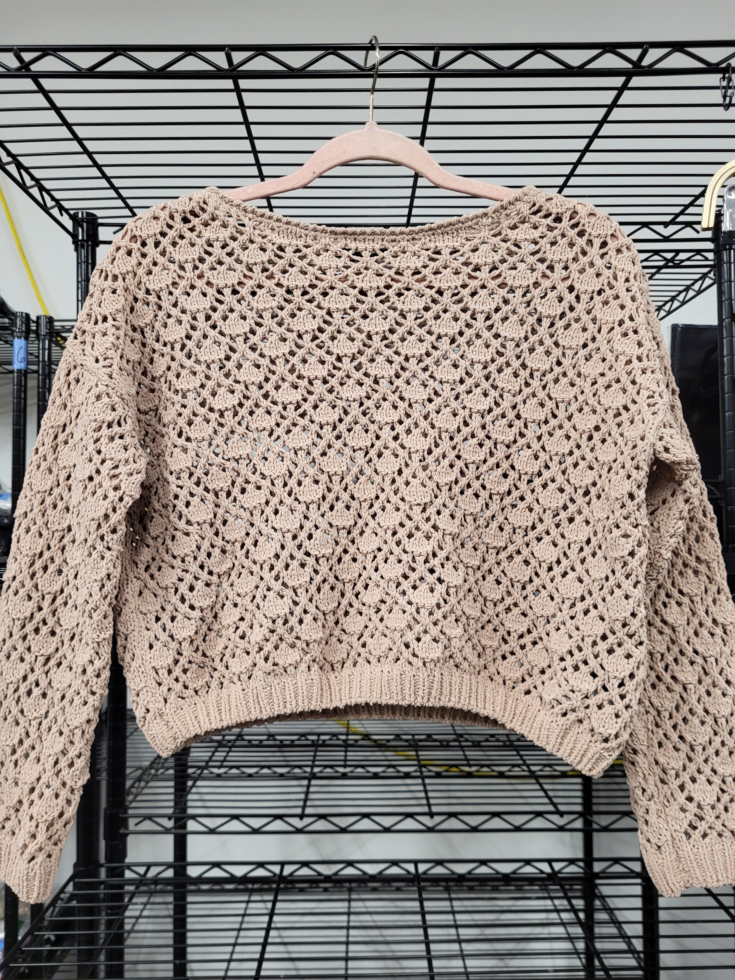 Cropped Crochet Pullover Sweater (XS)