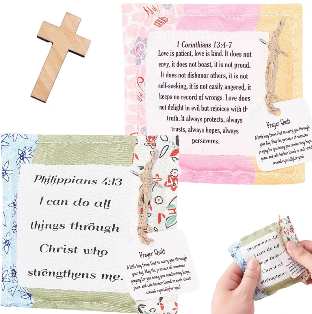 2pc Pocket Prayer Quilt with Cross Inside