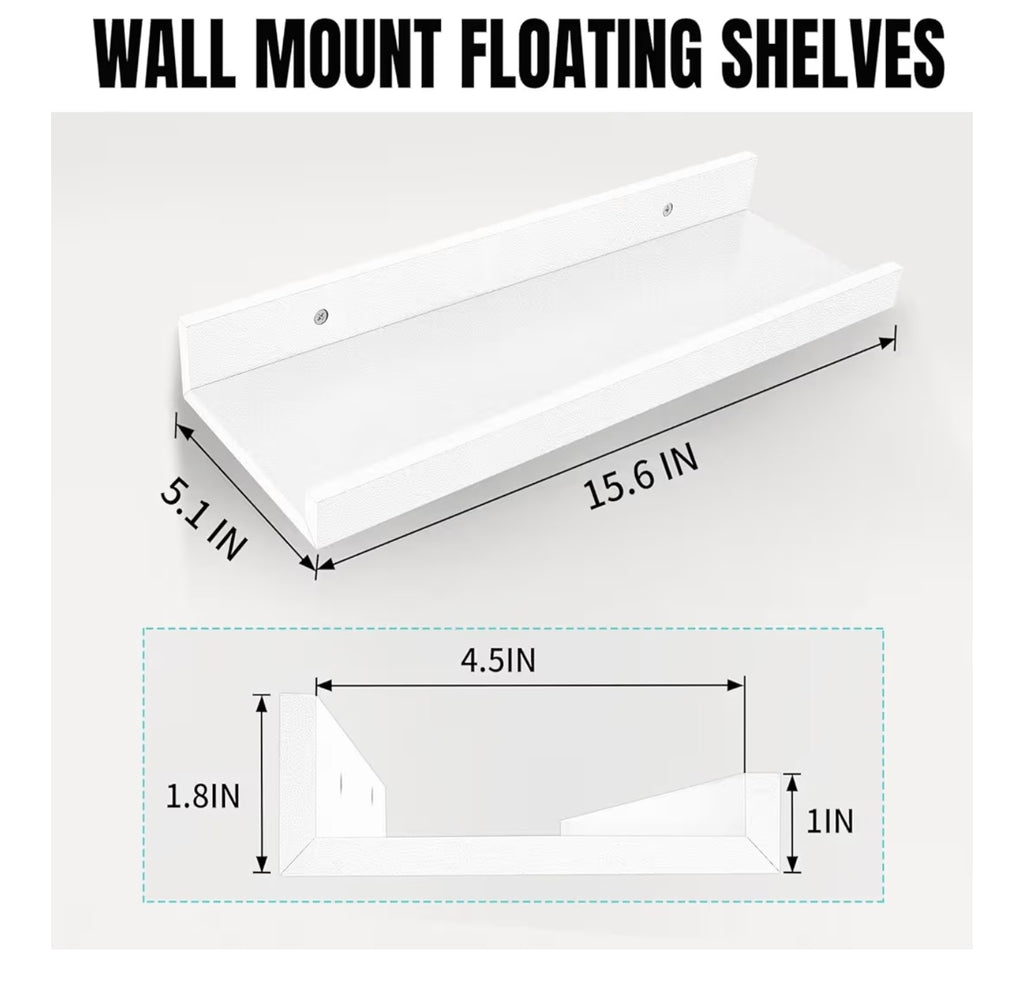 LaVie Home Floating Shelves for Wall Storage Set of 4, 15.6 Inch Picture Ledge Shelf.