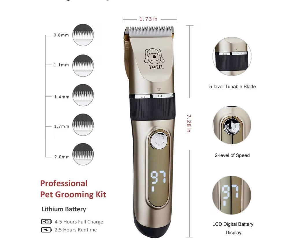 IWEEL Dog Clippers, 2-Speed Professional Rechargeable