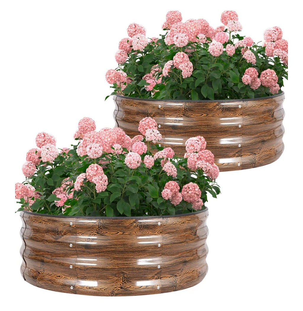 Galvanized Raised Garden Beds 2 pack (Wood Grain Finish)