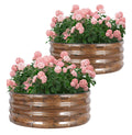 Galvanized Raised Garden Beds 2 pack (Wood Grain Finish)