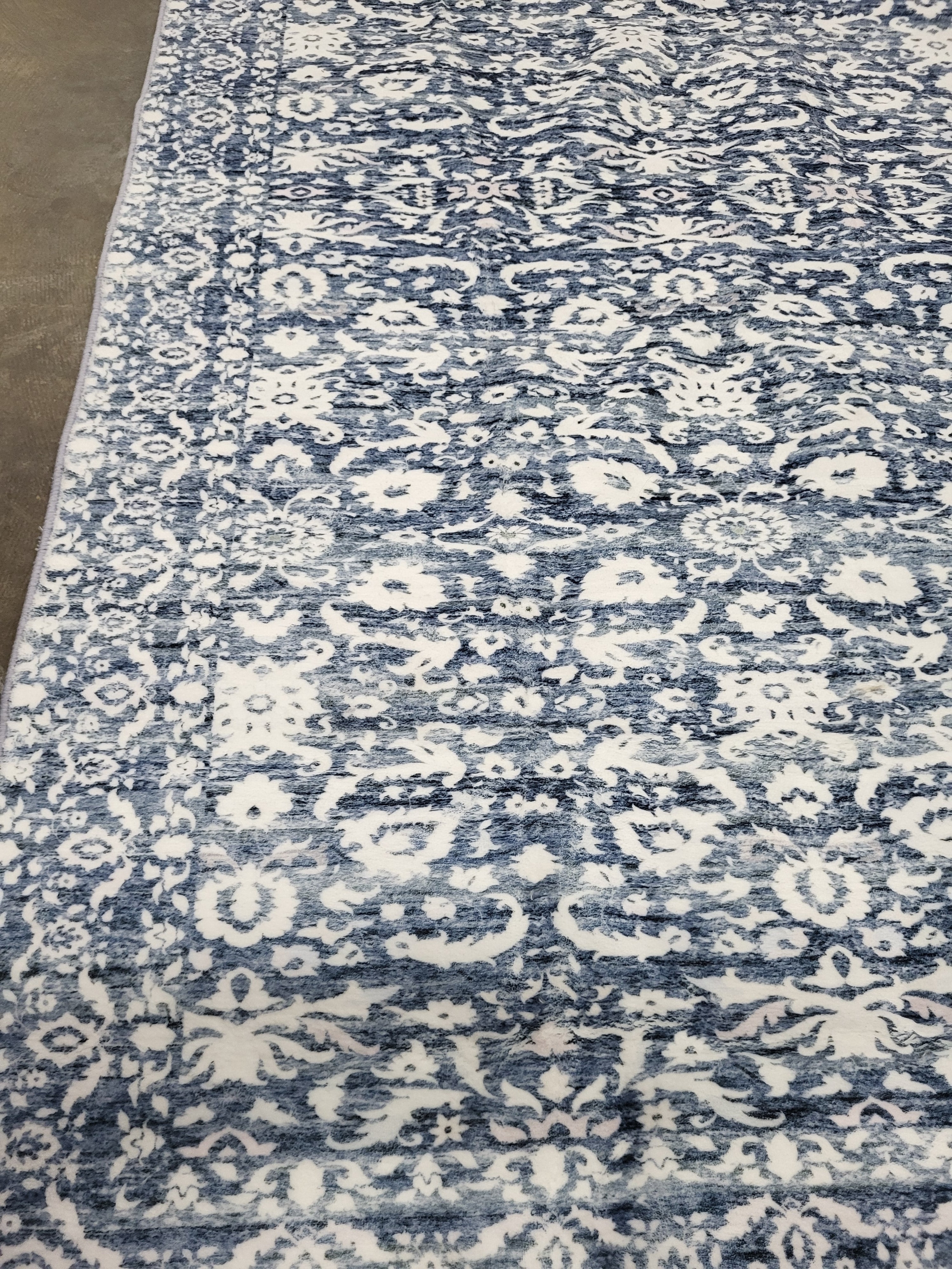 Lansny Vintage Runner Rug 3x10, Light Blue White Washable Kitchen Runner Non-Slip Soft Hallway Rug Runner Floral Thin Print Faux Wool Carpet for Entryway Bedroom Laundry Room Indoor Home Office Decor