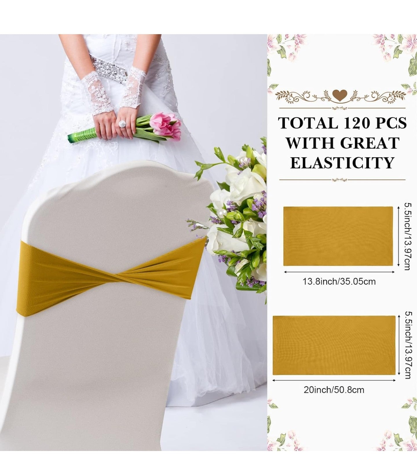 Frienda 120 Pieces Spandex Stretch Chair Sashes