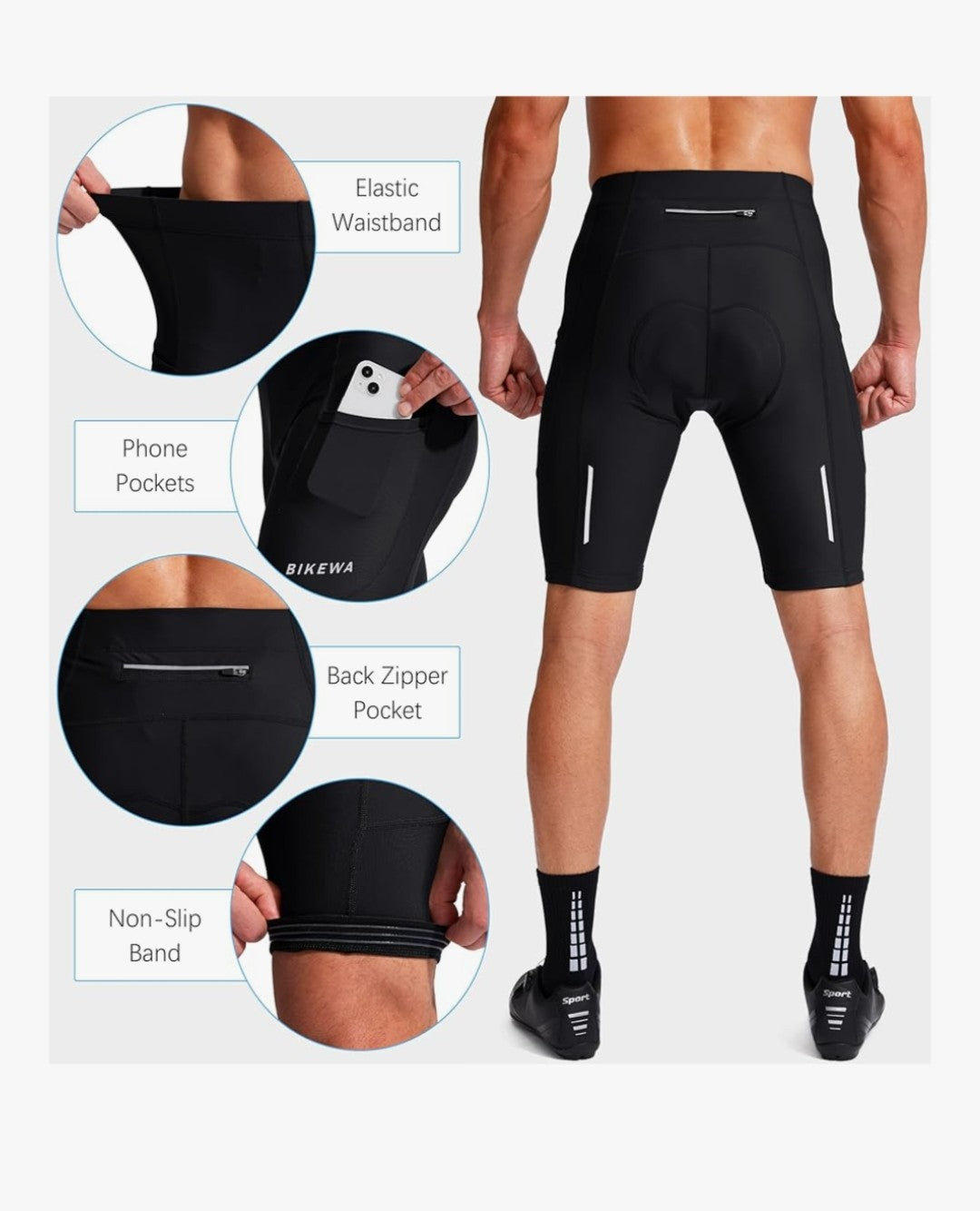 Men's Bike Shorts, Padded Cycling Shorts, Size M