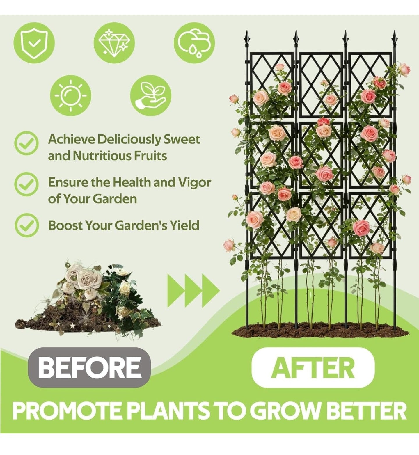 Garden Trellis for Climbing Plants Outdoor - 65"