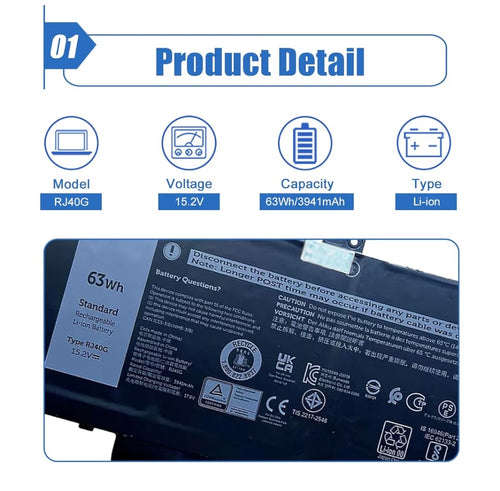 63Wh RJ40G Laptop Battery