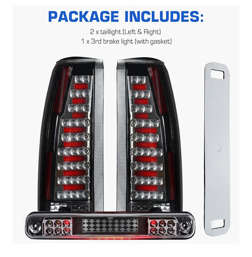 LED Tail Lights + 3rd Brake Light 1988-1999 Chevy/GMC 1500