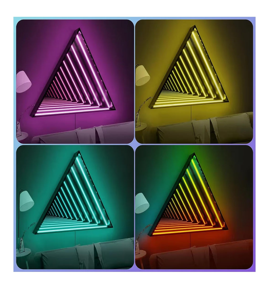 3D Infinity Mirror Light, 12" Triangle LED Tunnel Wall Light with 358 LEDs