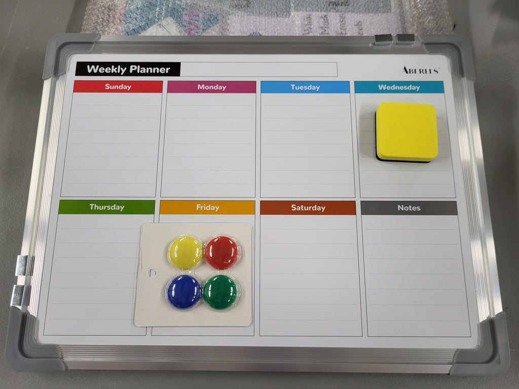 Weekly Calendar Whiteboard for Wall, 16x12 Inches Dry Erase Board, Small Magnetic White Board, Double-Sided Hanging Board for Office School Home Kitchen, Portable Board for Drawing Planning To Do List