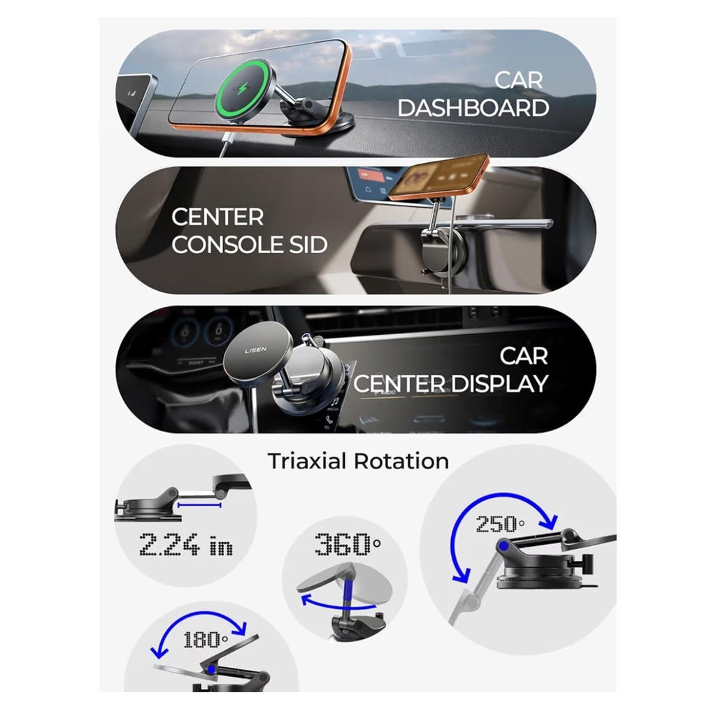 Lisen 15W Magsafe Car Mount Magnetic Charger